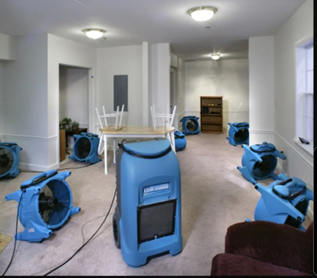 Air movers and dehumidifier setup for Water Damage Restoration in Palm Springs